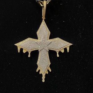 10k gold custom diamond cross pendant!